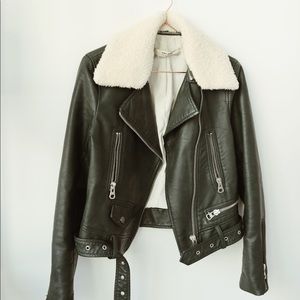 Zara Faux leather aviator jacket
